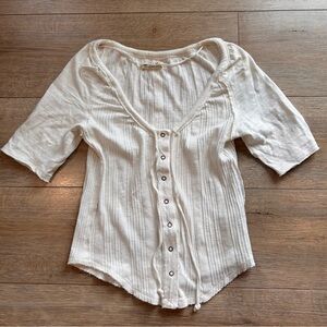 Free People We The Free Ribbed Button Front Top – Size S